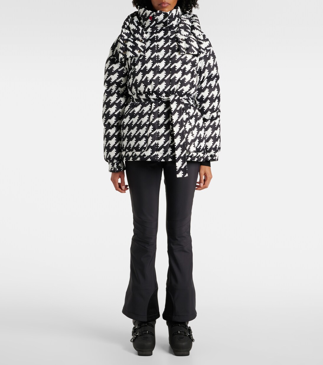 Maya houndstooth ski jacket in black 