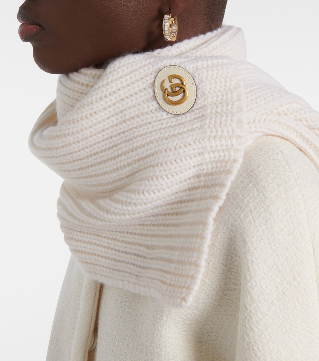 Wool and cashmere scarf in white Gucci Mytheresa