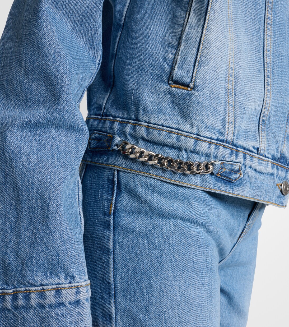 Falabella chain-detail denim jacket in blue - Stella Mc Cartney 
