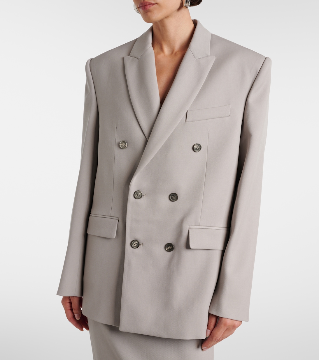 Double-breasted wool blazer in grey - Wardrobe NYC | Mytheresa