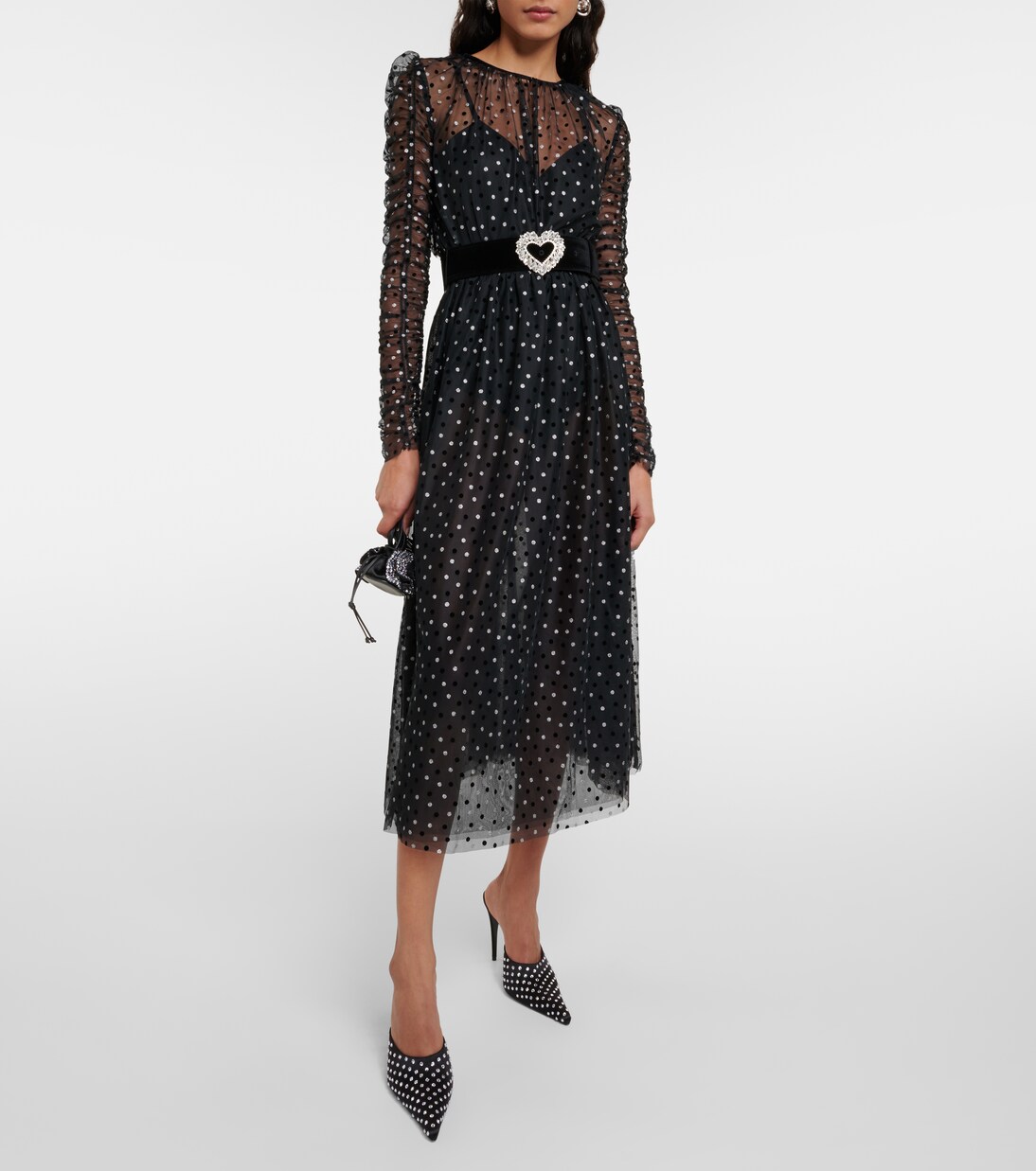 Vestido midi Whitney de lunares en negro - Rebecca Vallance | Mytheresa