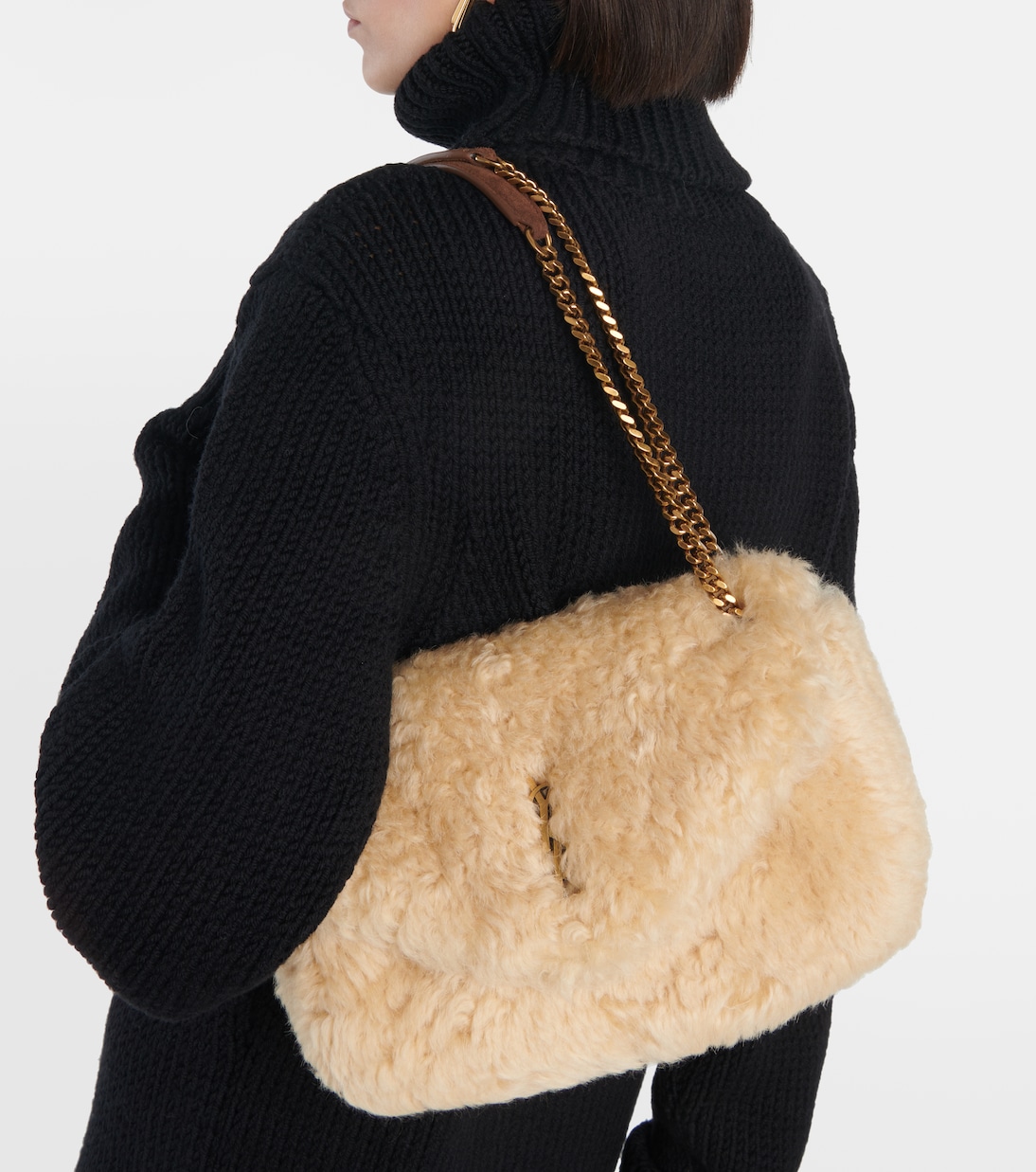 Calypso Small shearling shoulder bag | Saint Laurent