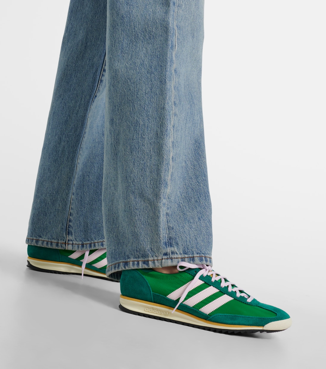 SL 72 leather-trimmed sneakers in green - Adidas | Mytheresa