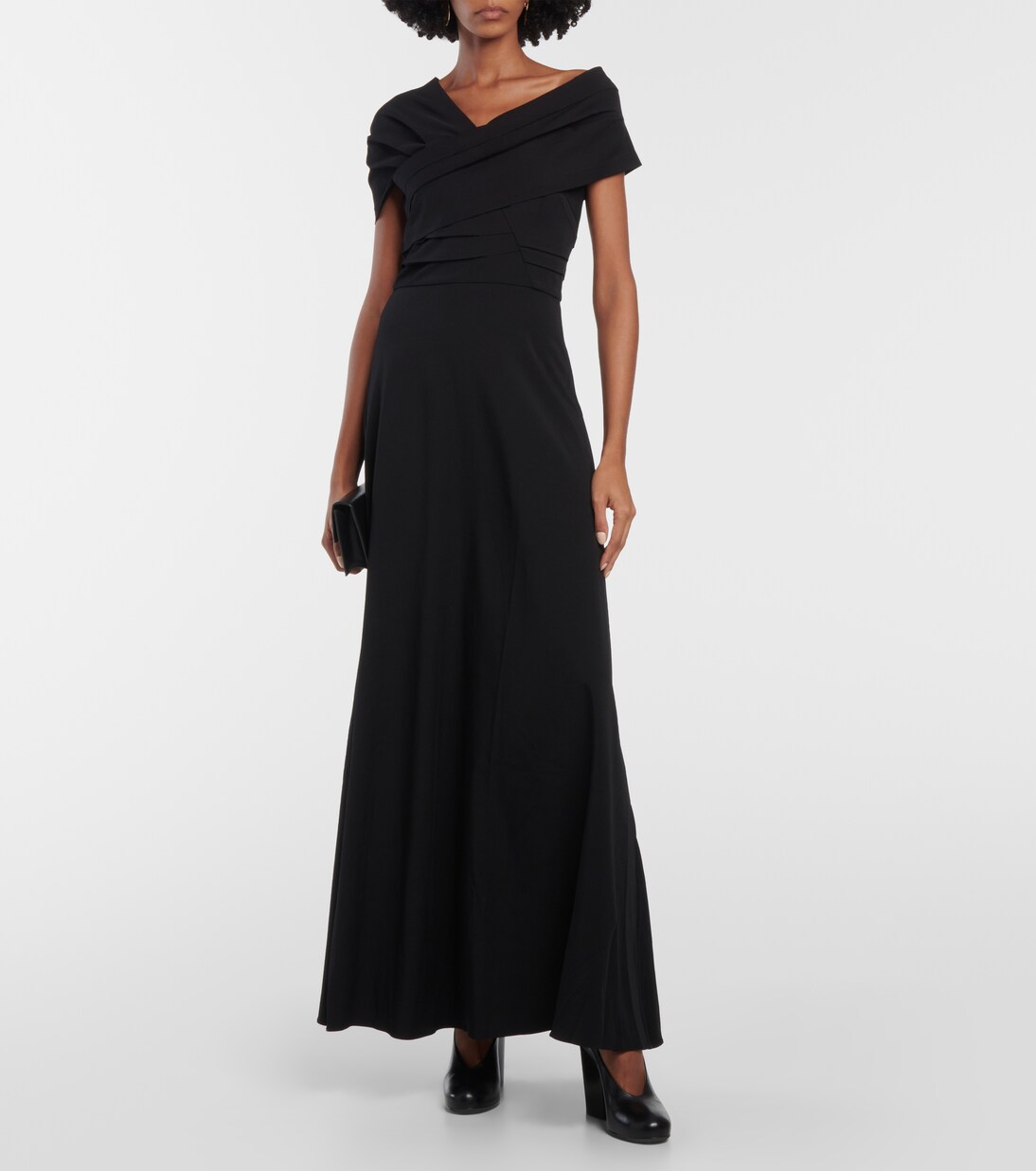 4846 Black Crepe One Shoulder Trumpet Dress
