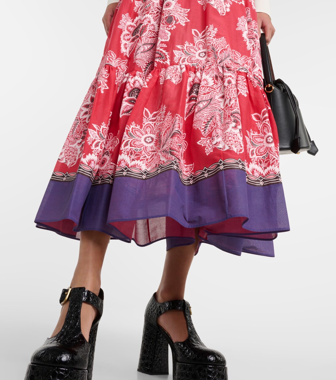 High-rise cotton and silk maxi skirt in red - Etro | Mytheresa 