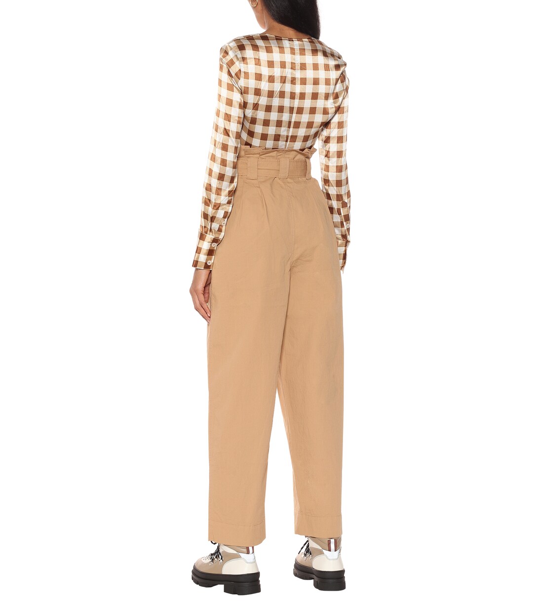 Wide-leg cotton paperbag pants | Ganni