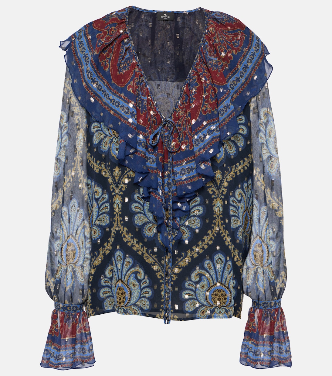 Blusa en mezcla de seda con volantes | Etro