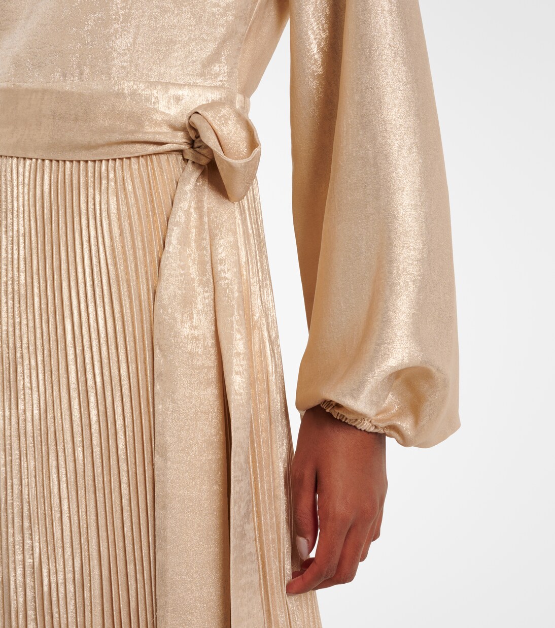 Satin Mosaic Pleated Midi Dress