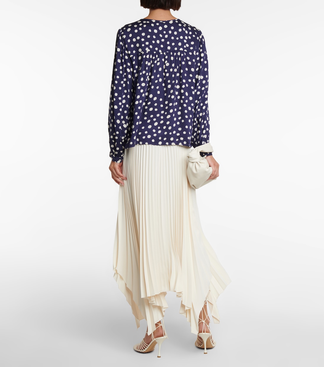 White Polka Dot Satin Top Set-Up