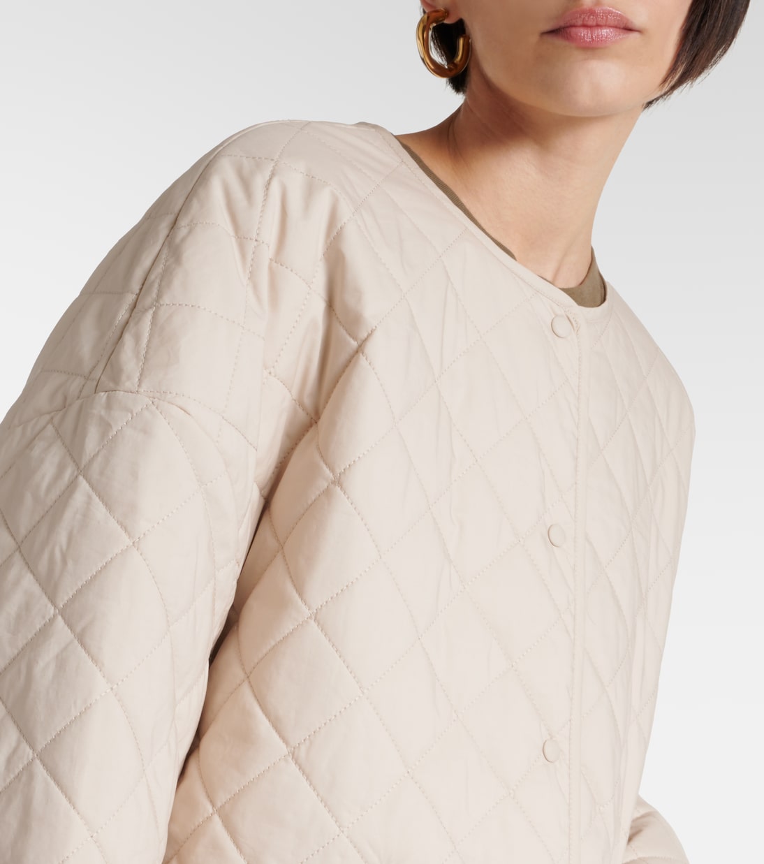 Quilted single-breasted cotton jacket in beige - Toteme | Mytheresa