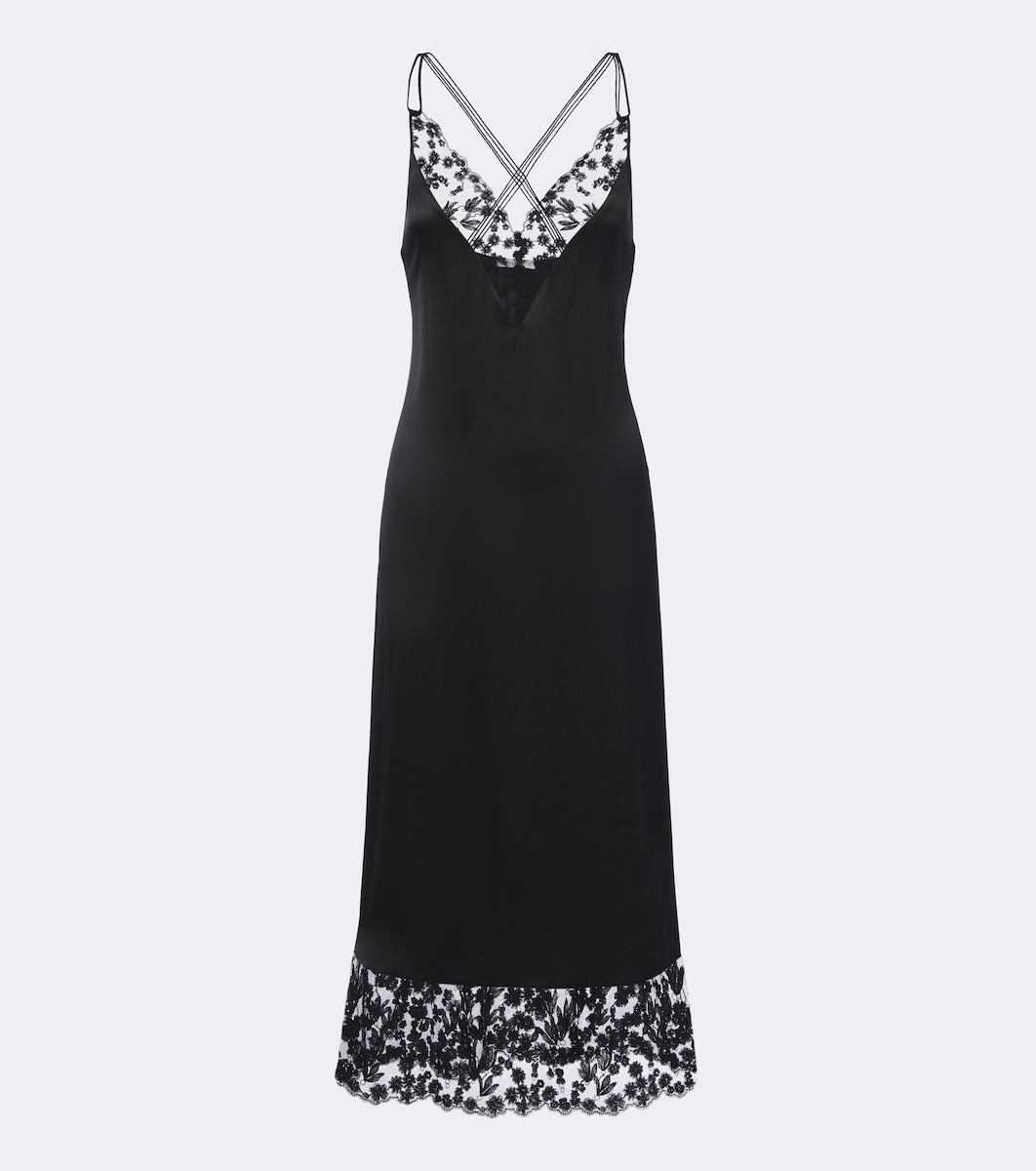 Dolce&Gabbana Long silk chiffon and Chantilly lace slip dress
