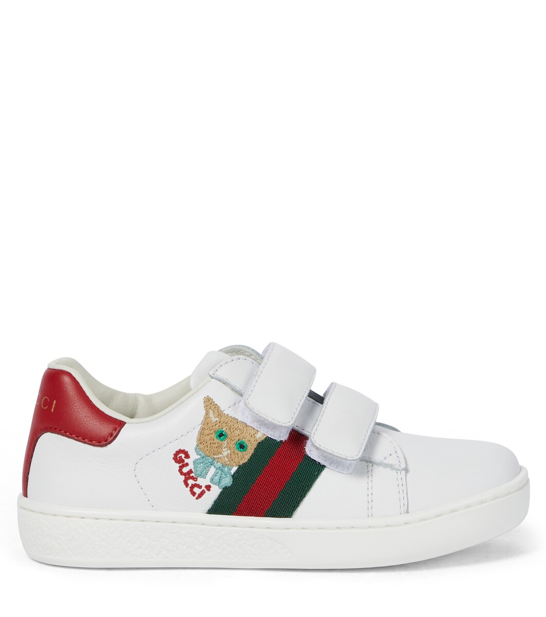 Gucci Kids - Web leather sneakers | Mytheresa