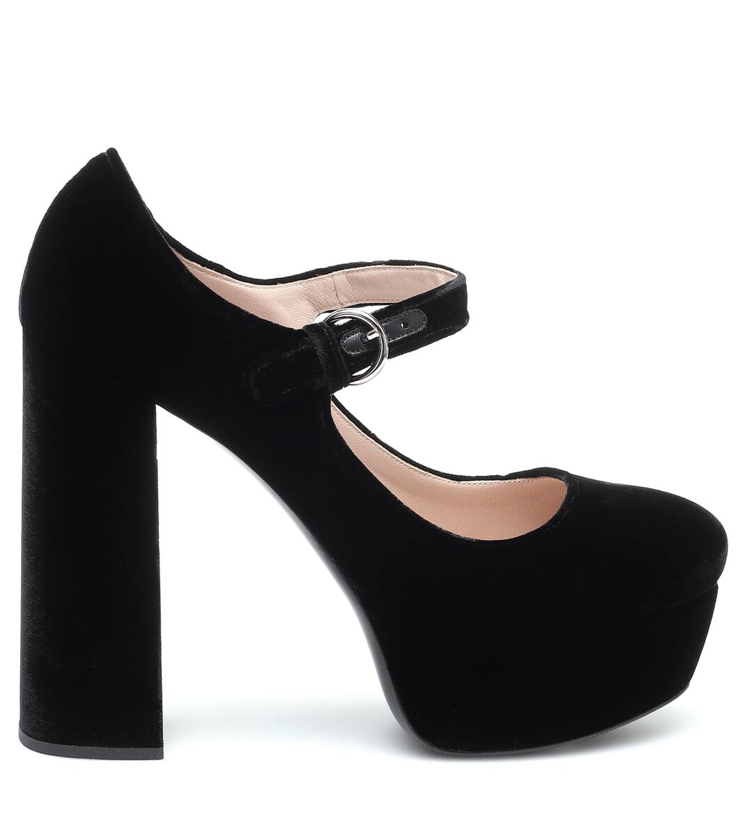 Velvet platform pumps clearance