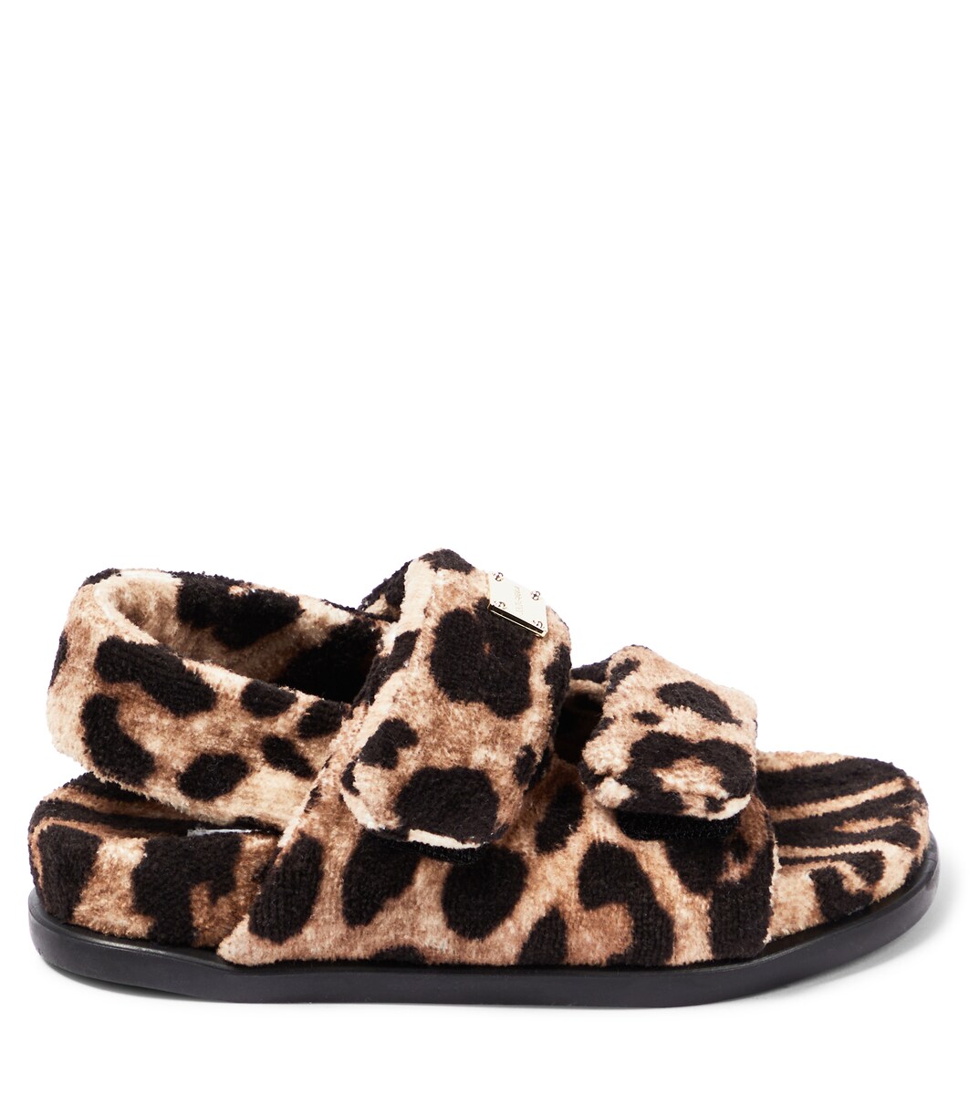 Dolceu0026Gabbana Kids - Logo leopard-print cotton sandals | Mytheresa