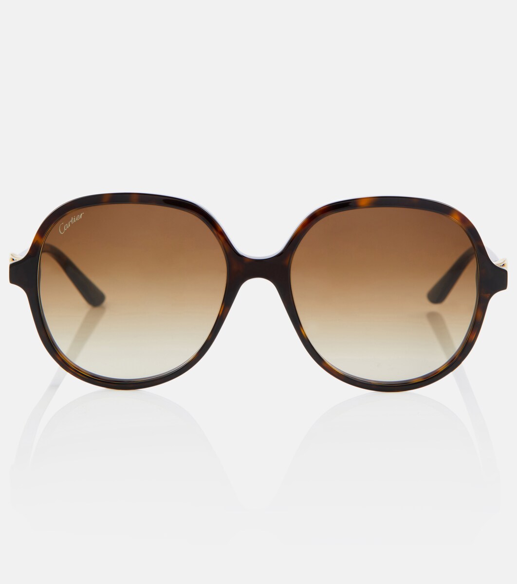 Cartier Eyewear Collection - Round tortoiseshell-effect sunglasses |  Mytheresa