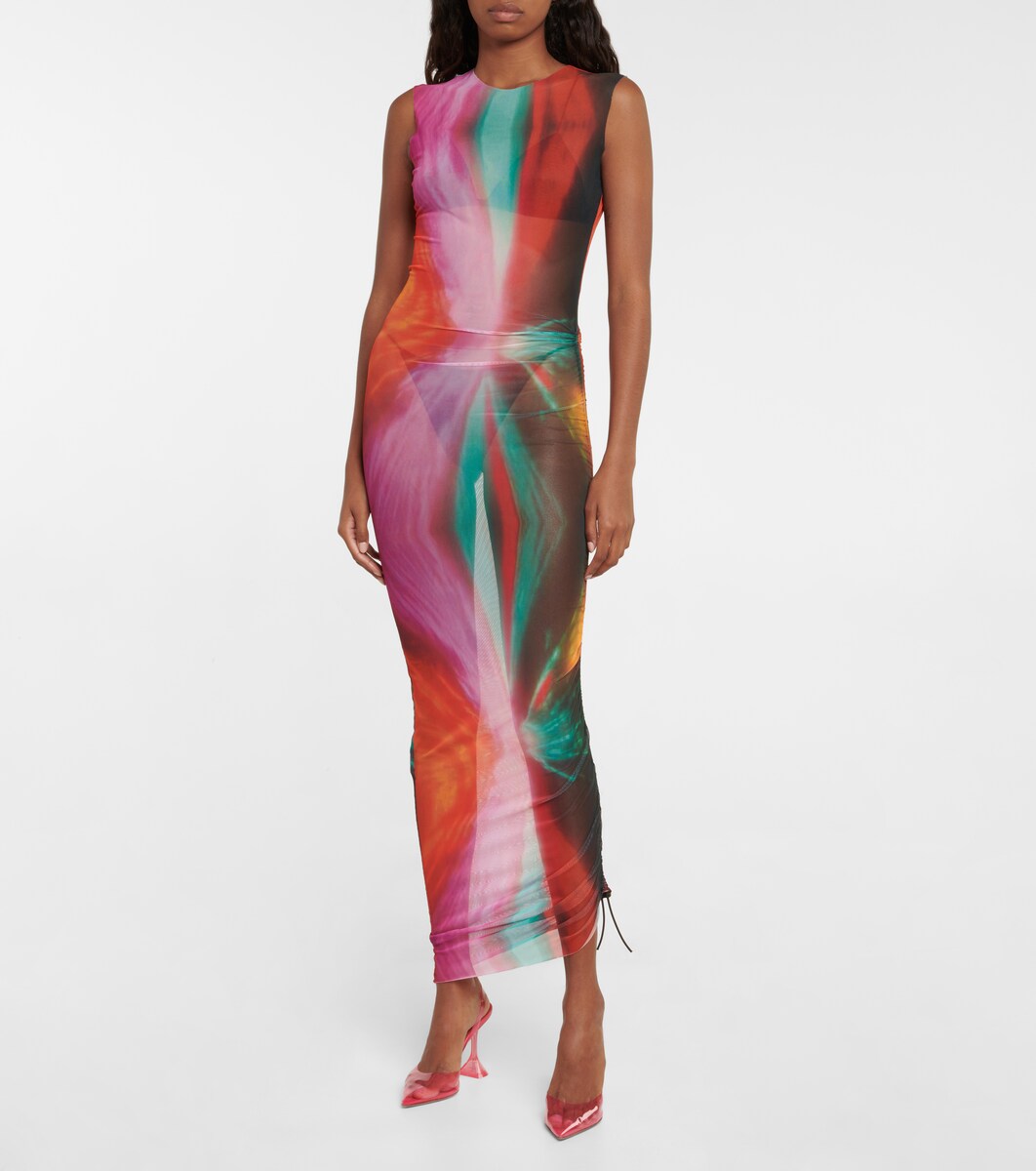 Heatwave printed mesh midi dress 