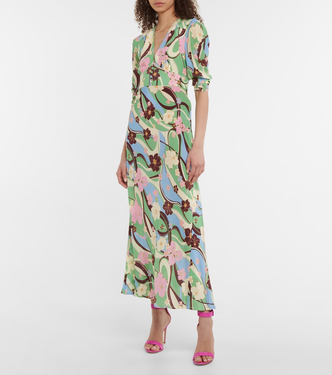 Rixo - Selma floral silk crêpe midi 