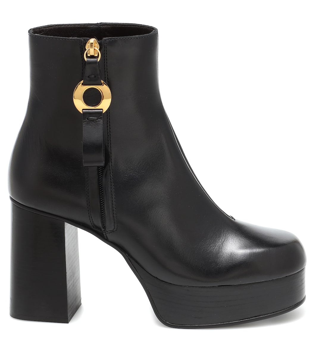 office all rise black chunky heeled two buckle boots