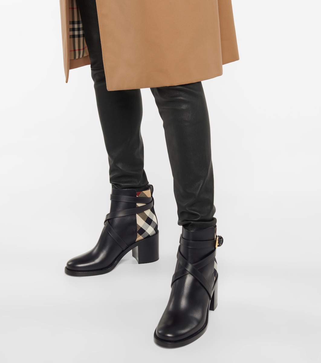 Archive Check leather ankle boots 