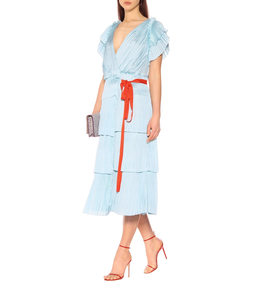sasha pleated ruffle wrap dress