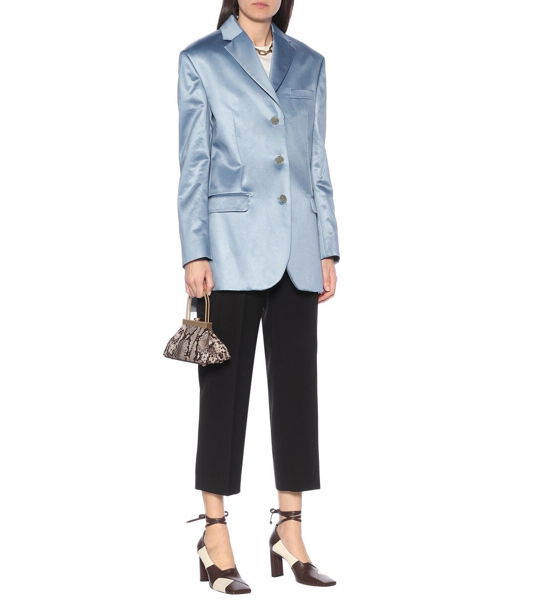 blue satin blazer