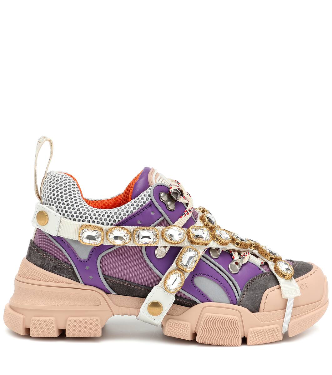 gucci flashtrek embellished trainers