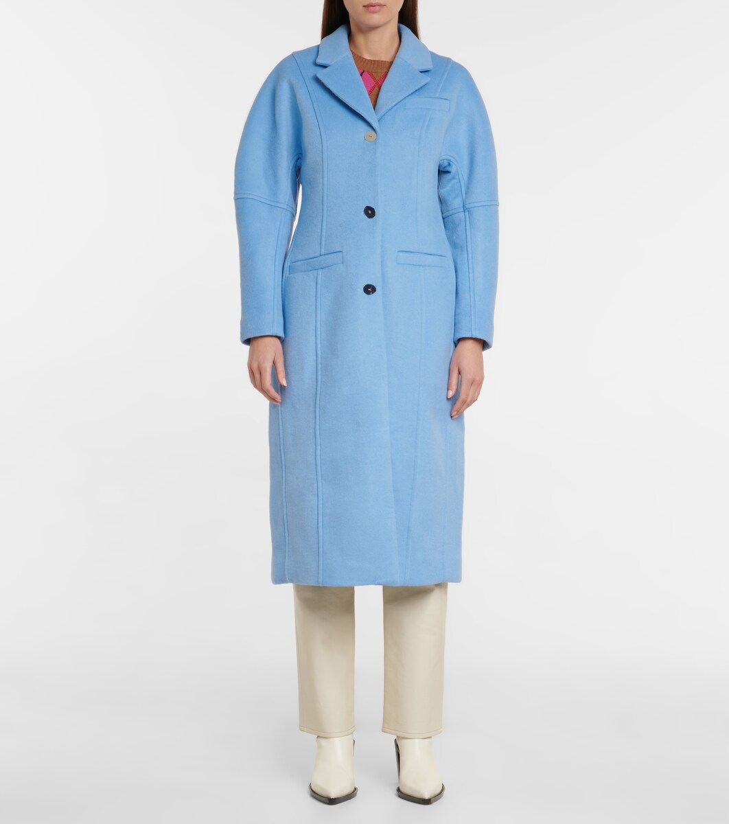 light blue wool blend coat