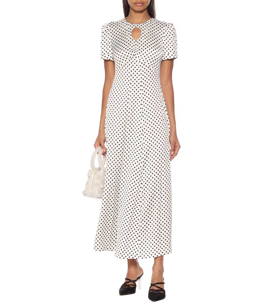 white polka dot midi