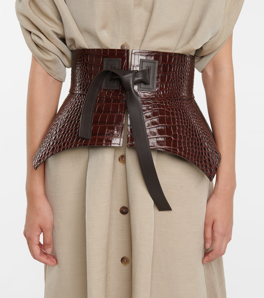Loewe - Obi croc-effect leather belt 