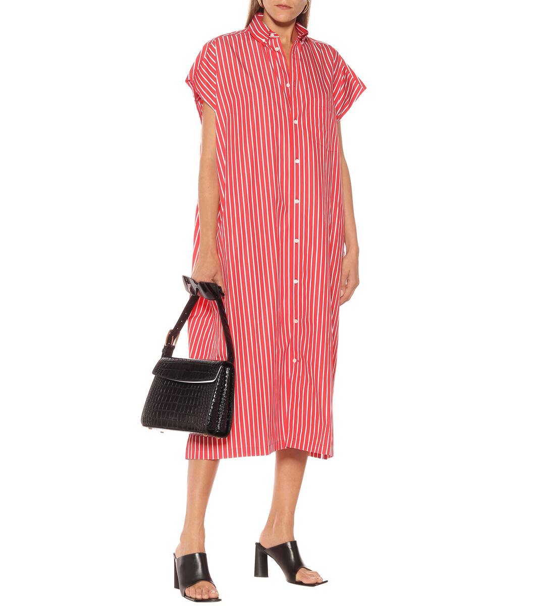 店長大暴走 クリアランスsale バレンシアガ Balenciaga レディース ワンピース シャツワンピース ワンピース ドレス Striped Cotton Shirt Dress Red お気にいる Dekleineduiker Nl