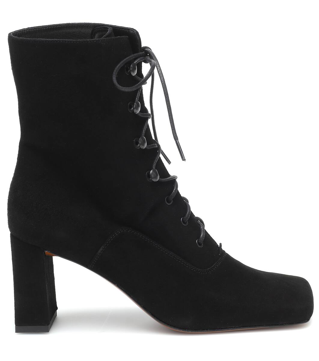 Black suede lace up ankle boots Clearance