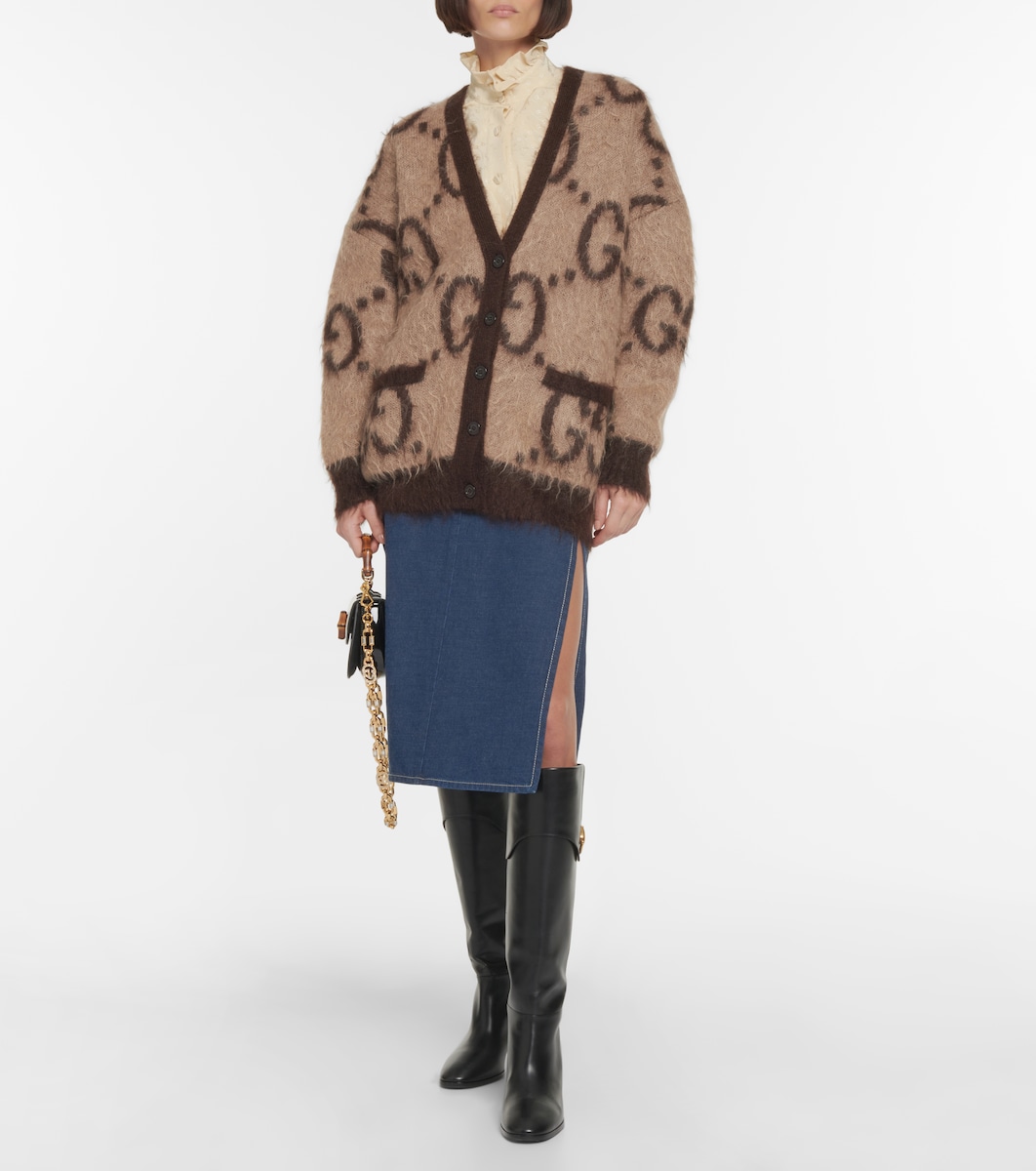 Gg Reversible Mohair-Blend Cardigan 