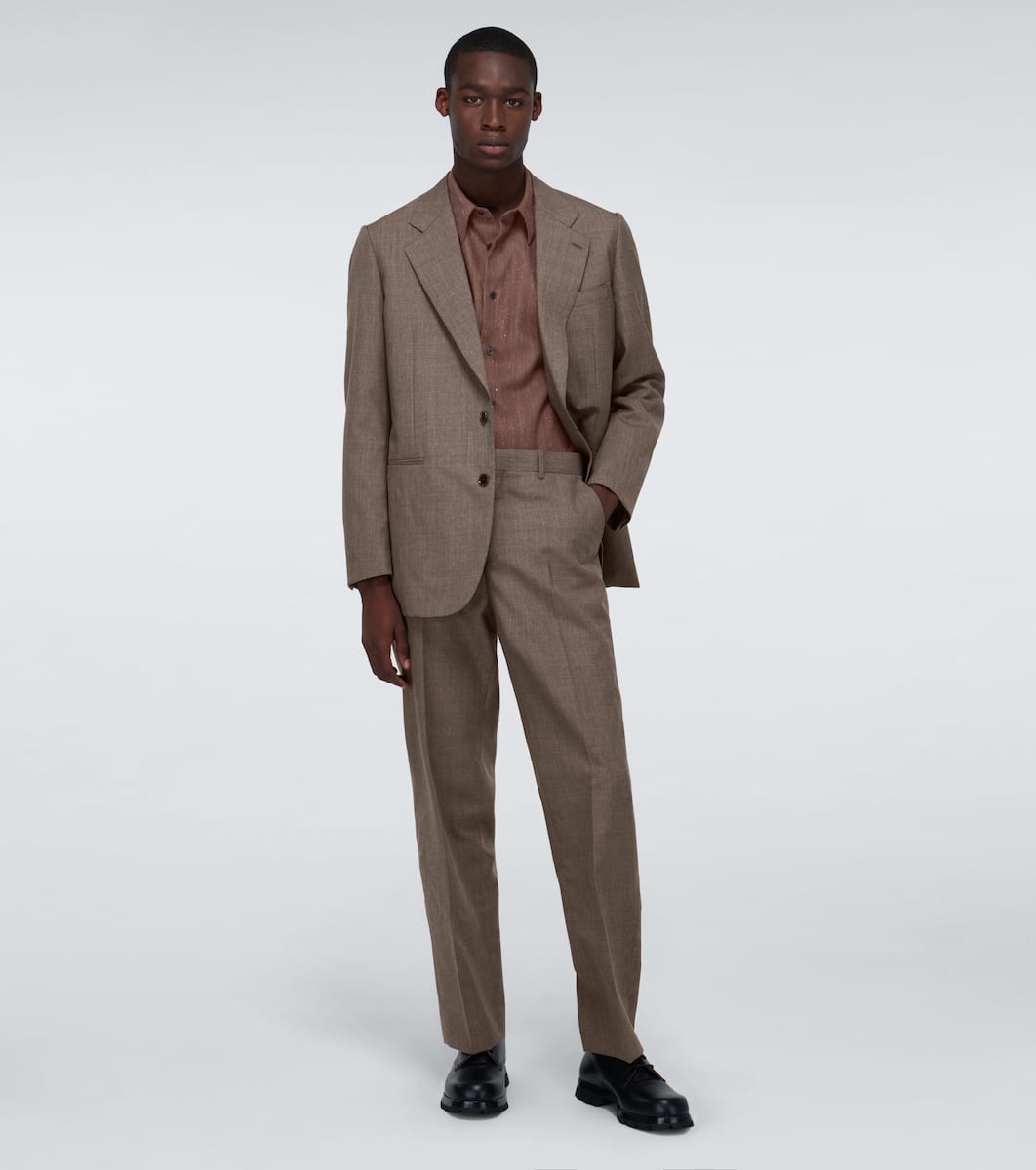 Wool linen twill slacks clearance