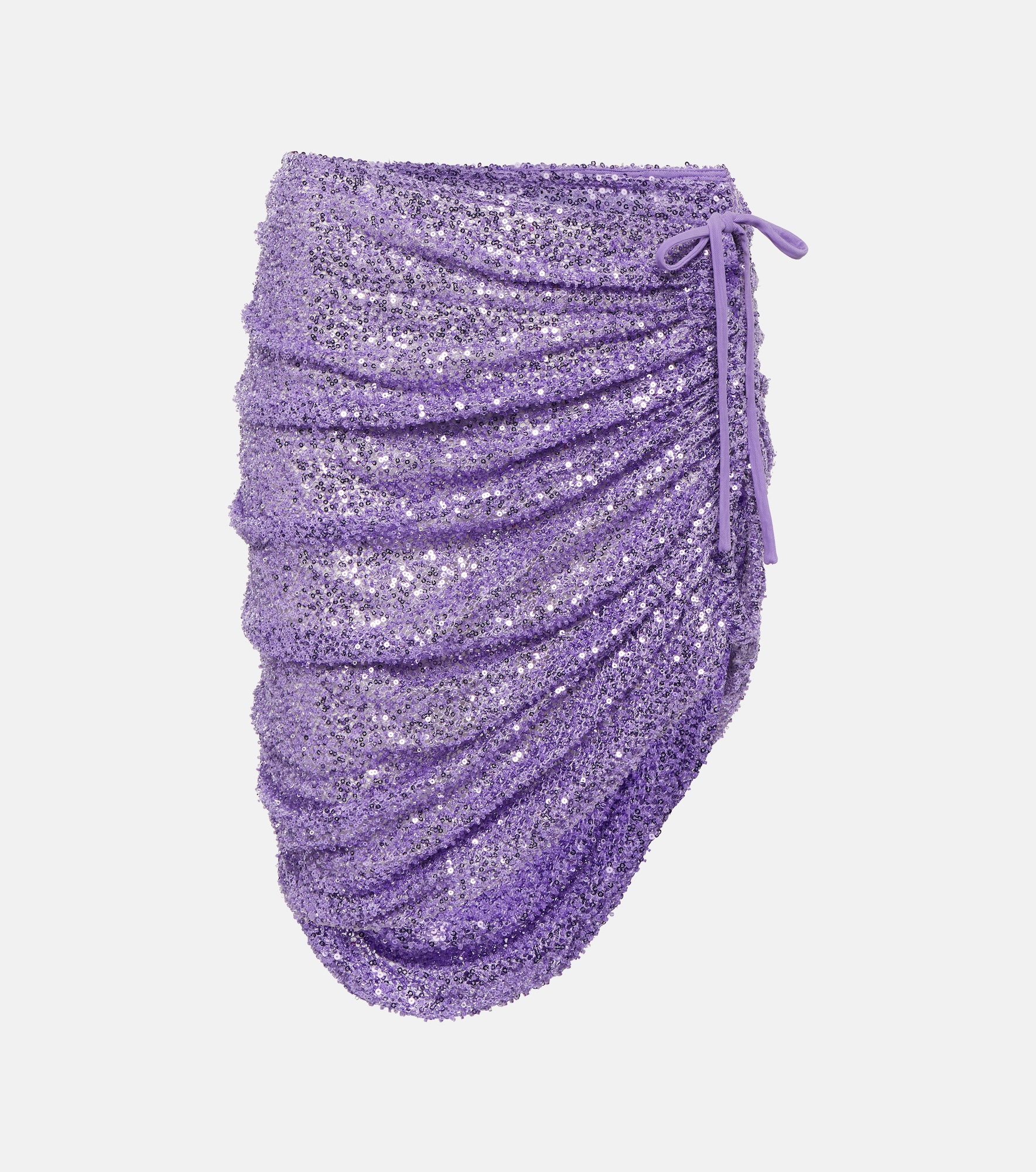 Self-Portrait Sequin-embellished ruched miniskirt