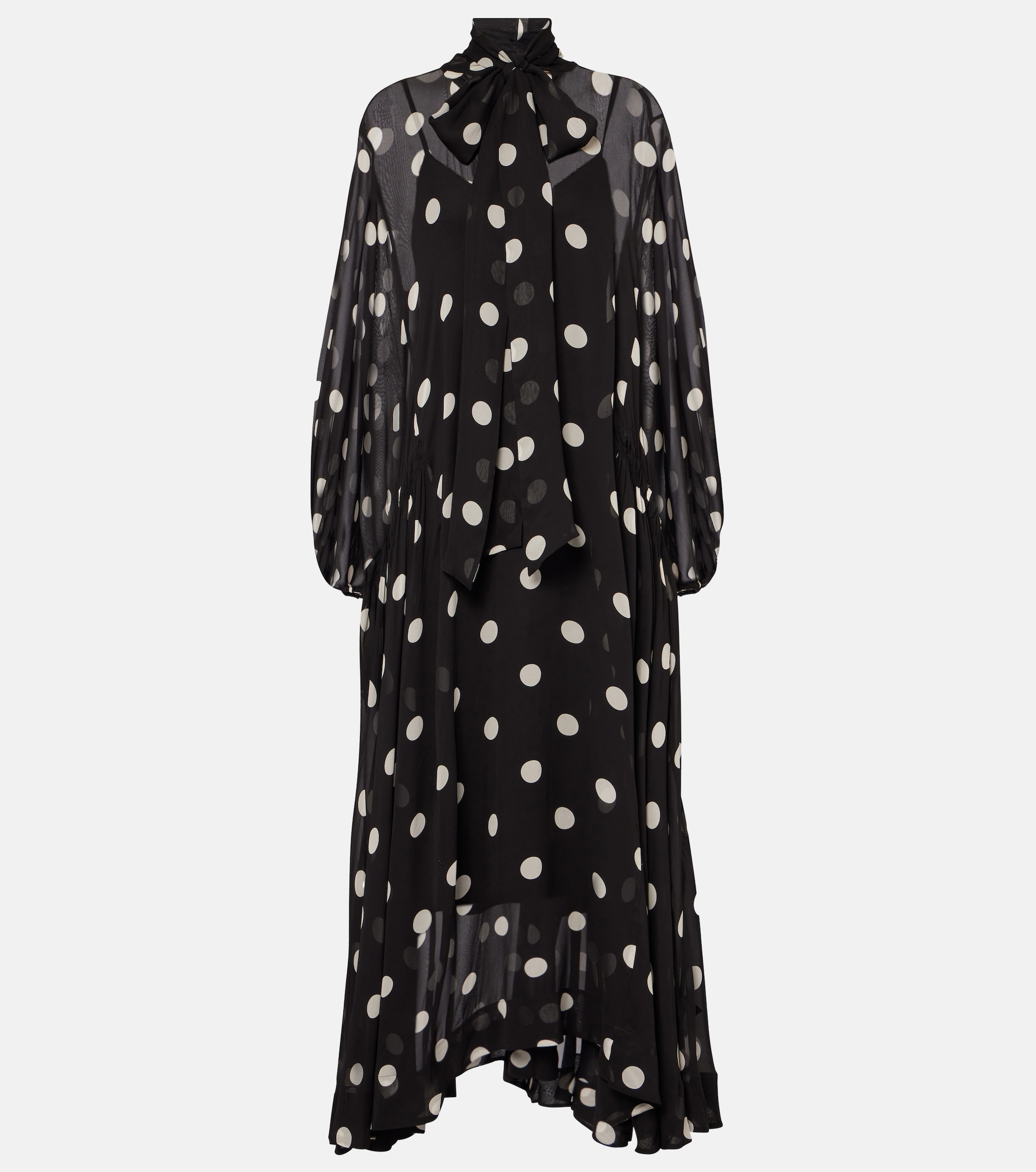 Zimmermann Crush Tie Neck Billow polka-dot maxi dress