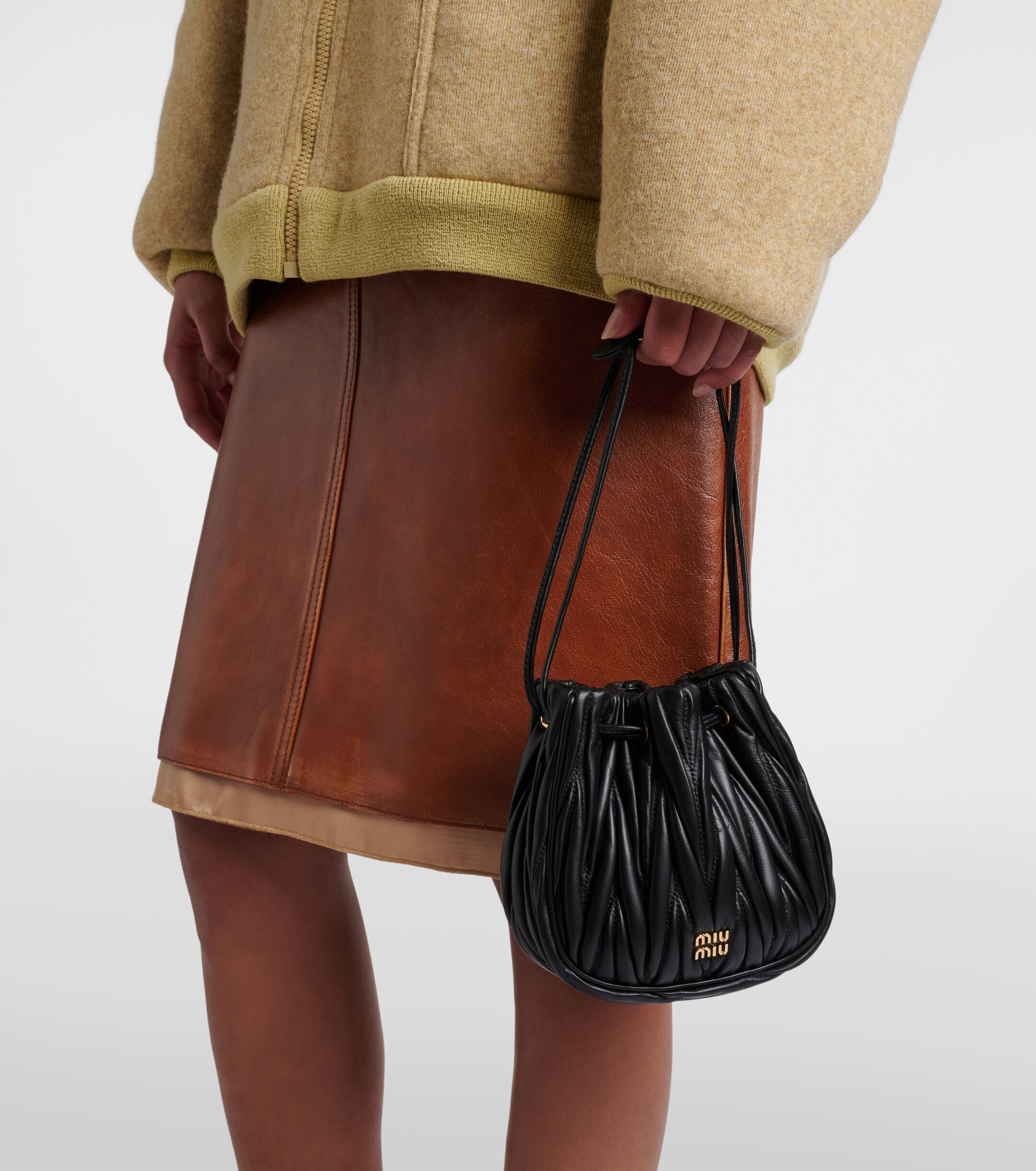 Miu Miu Matelassé leather bucket bag