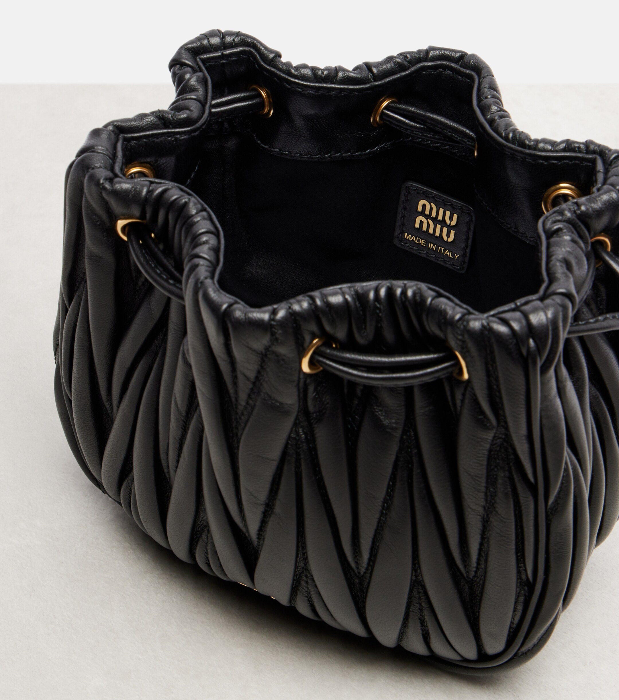 Miu Miu Matelassé leather bucket bag