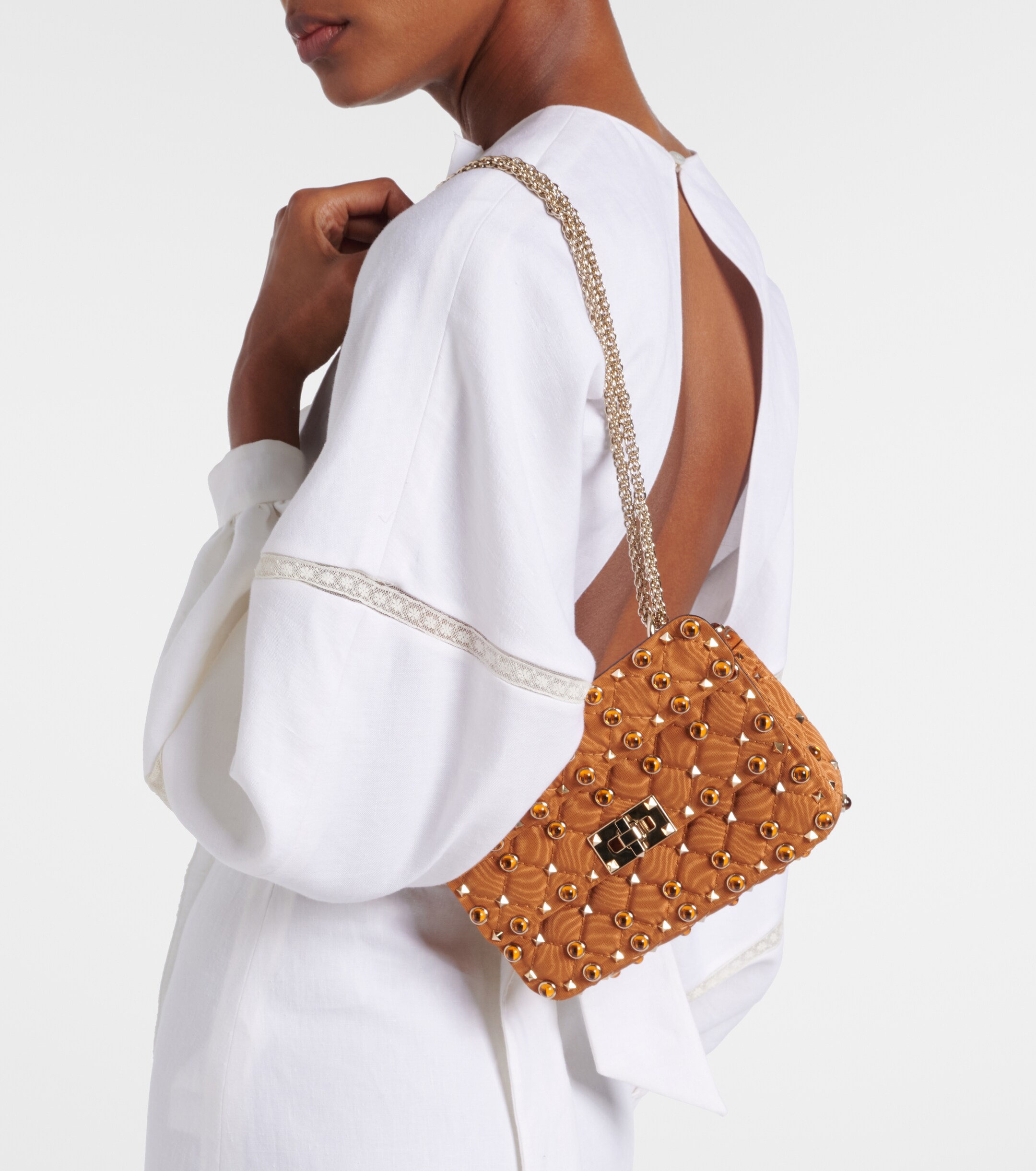 Valentino Garavani Rockstud Spike Small moiré top-handle bag thumbnail