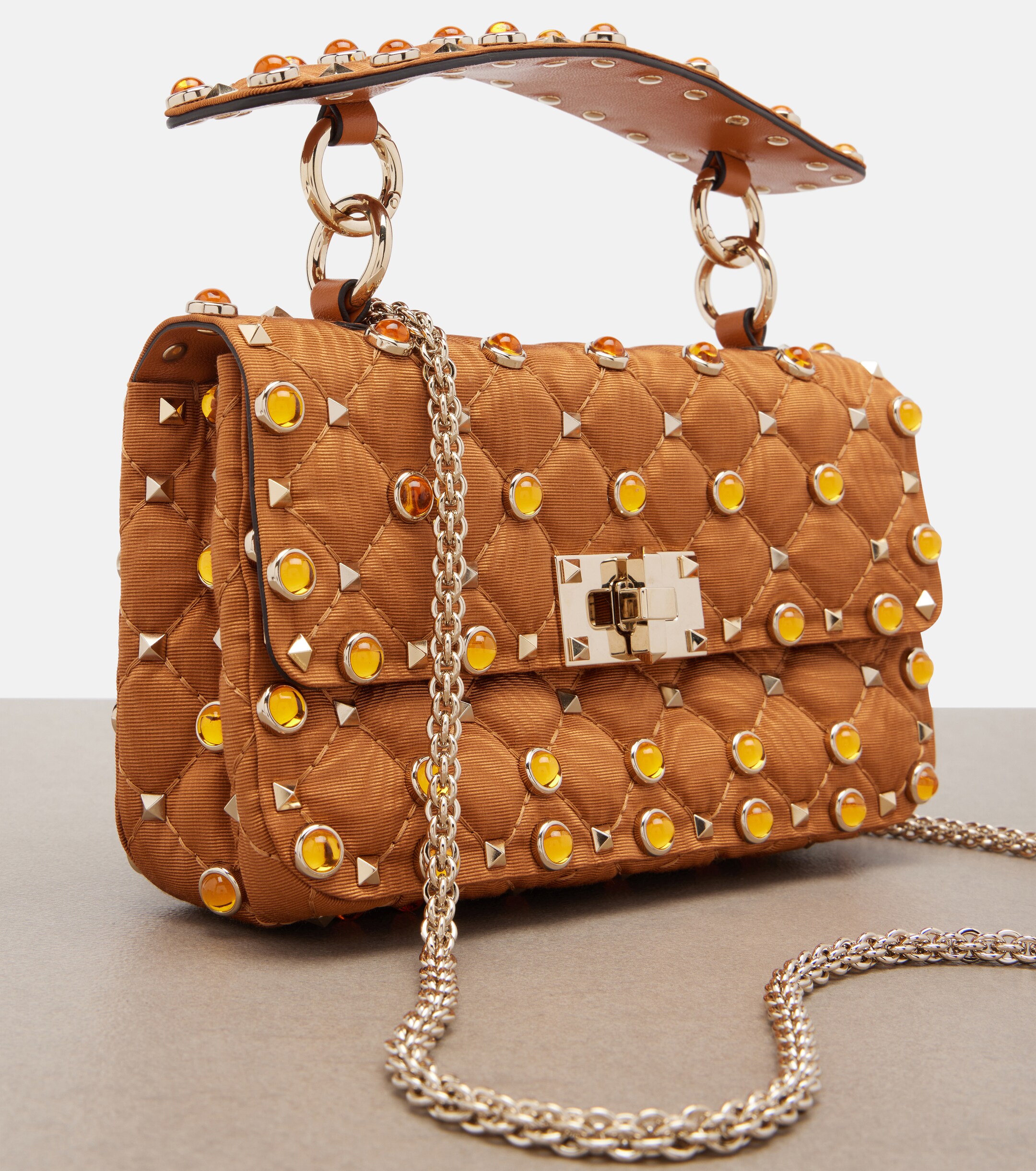 Valentino Garavani Rockstud Spike Small moiré top-handle bag thumbnail