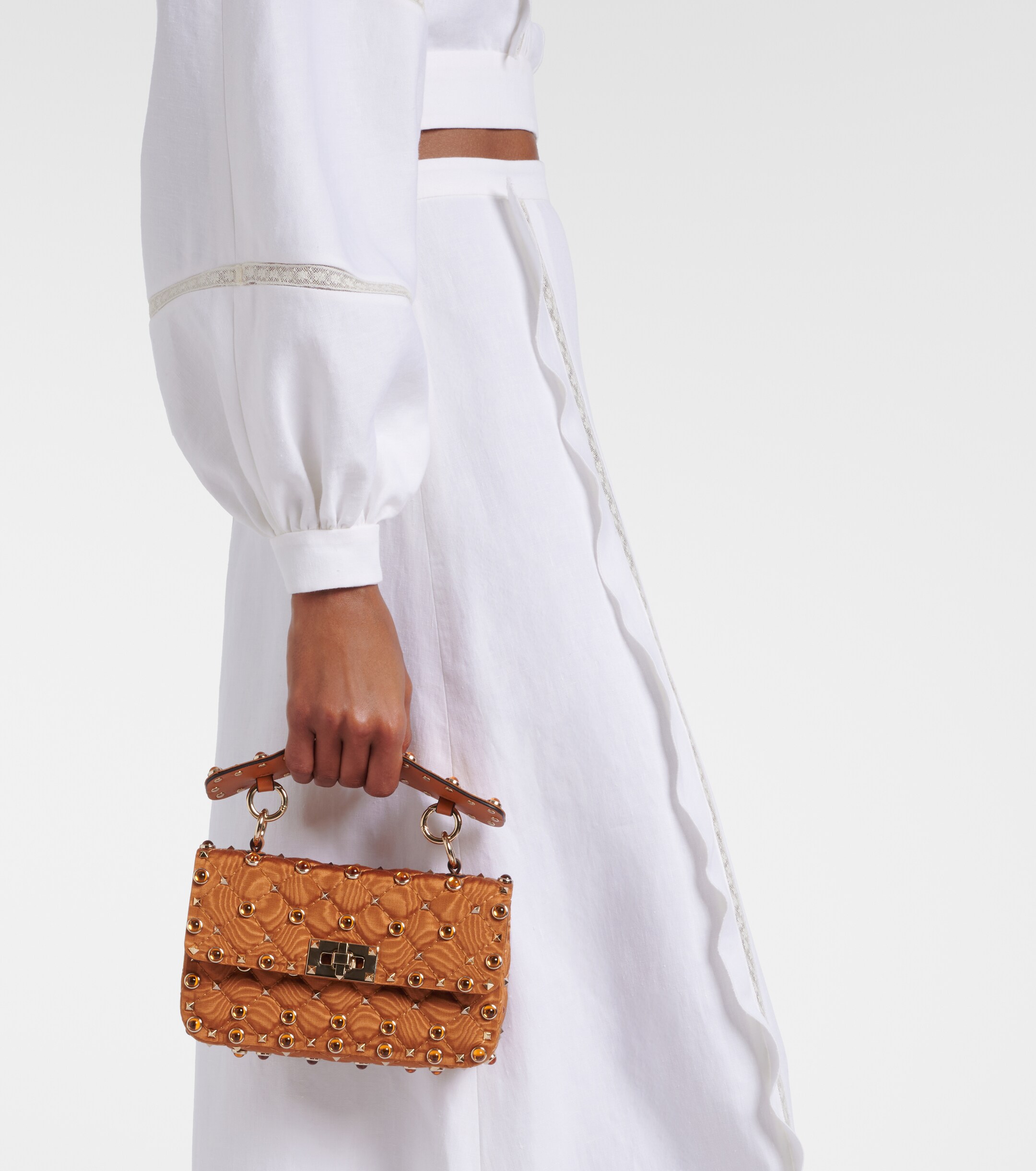 Valentino Garavani Rockstud Spike Small moiré top-handle bag thumbnail
