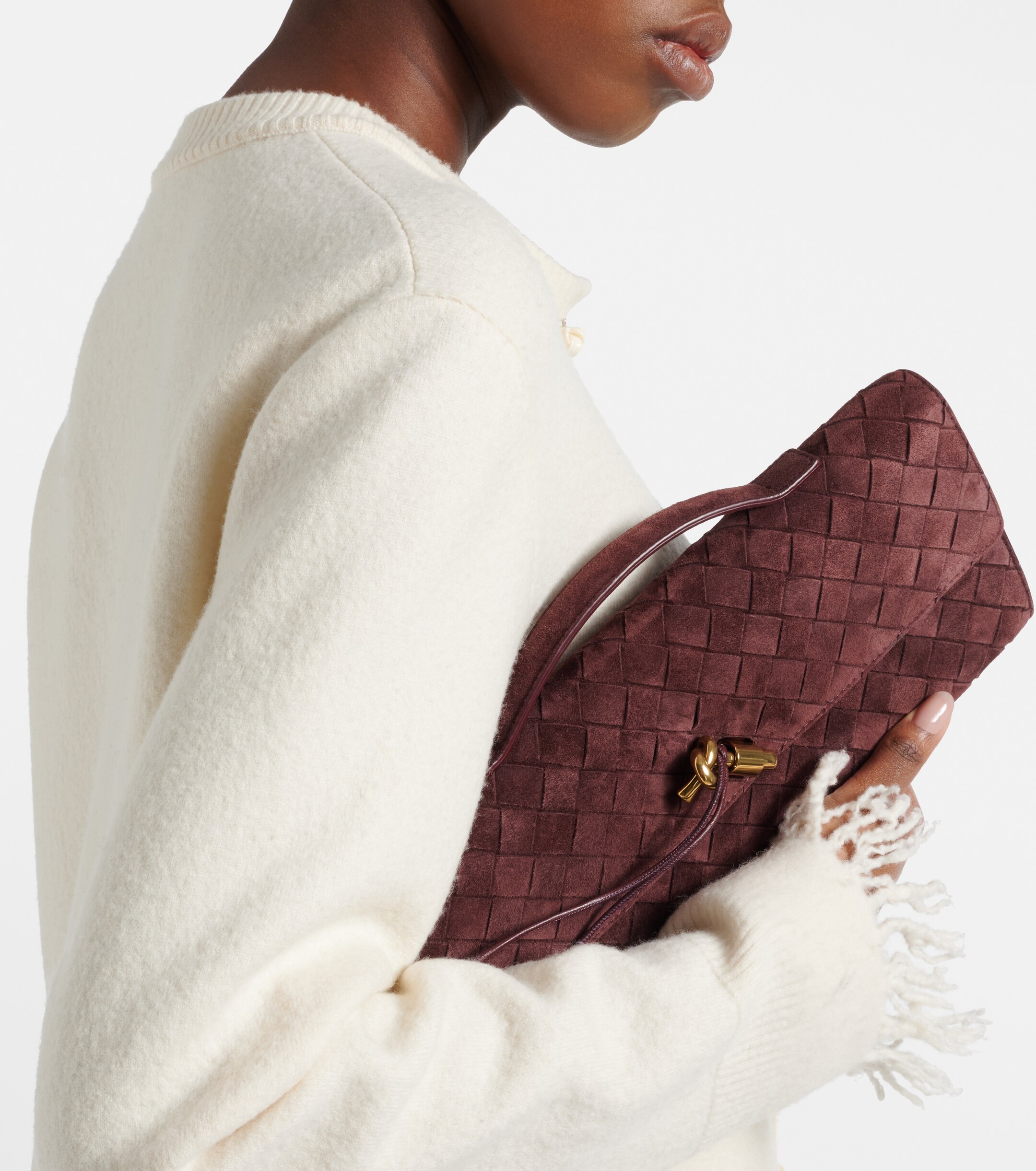 Bottega Veneta Andiamo suede clutch
