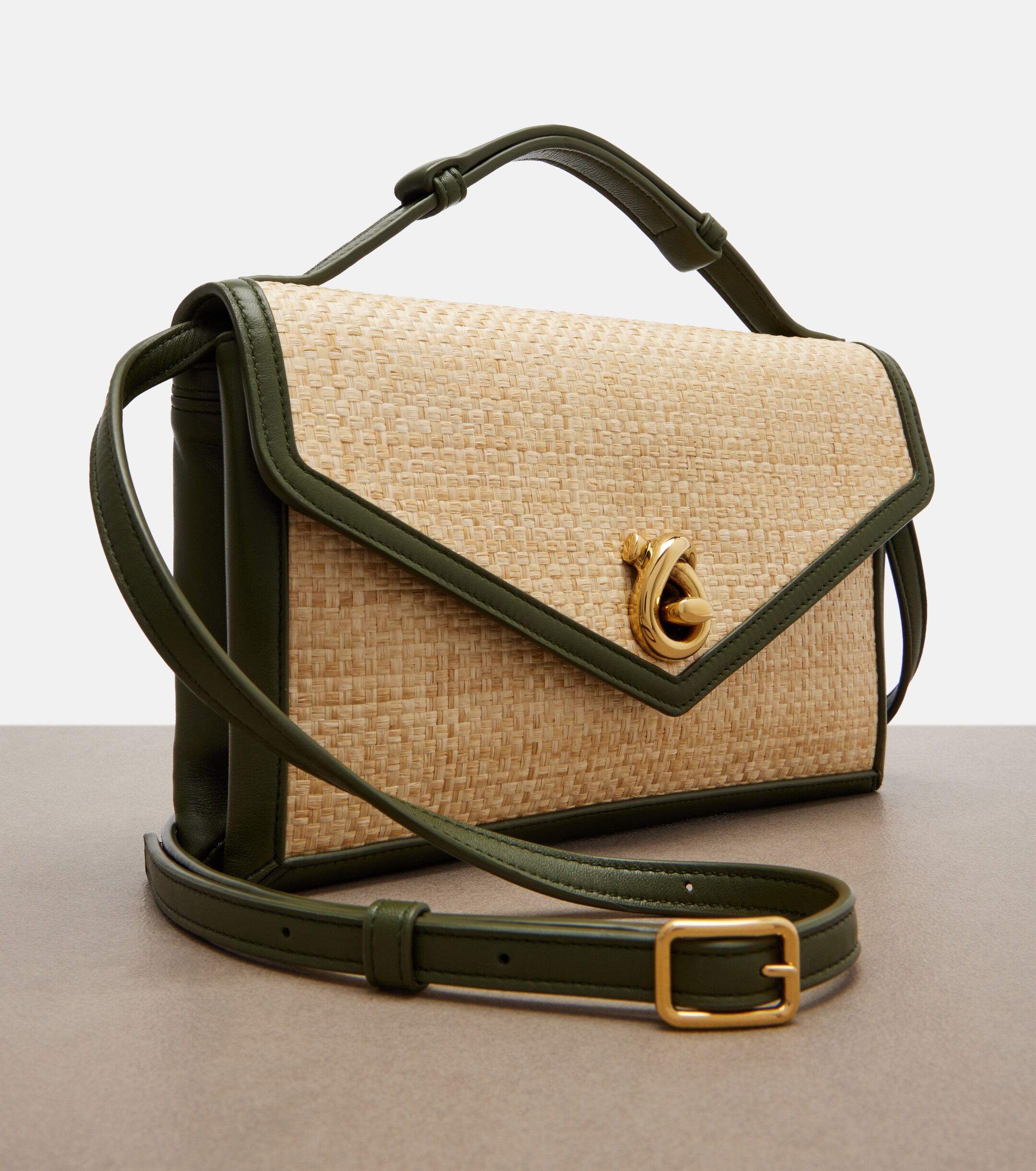 Bottega Veneta Knot Lock Medium raffia top-handle bag