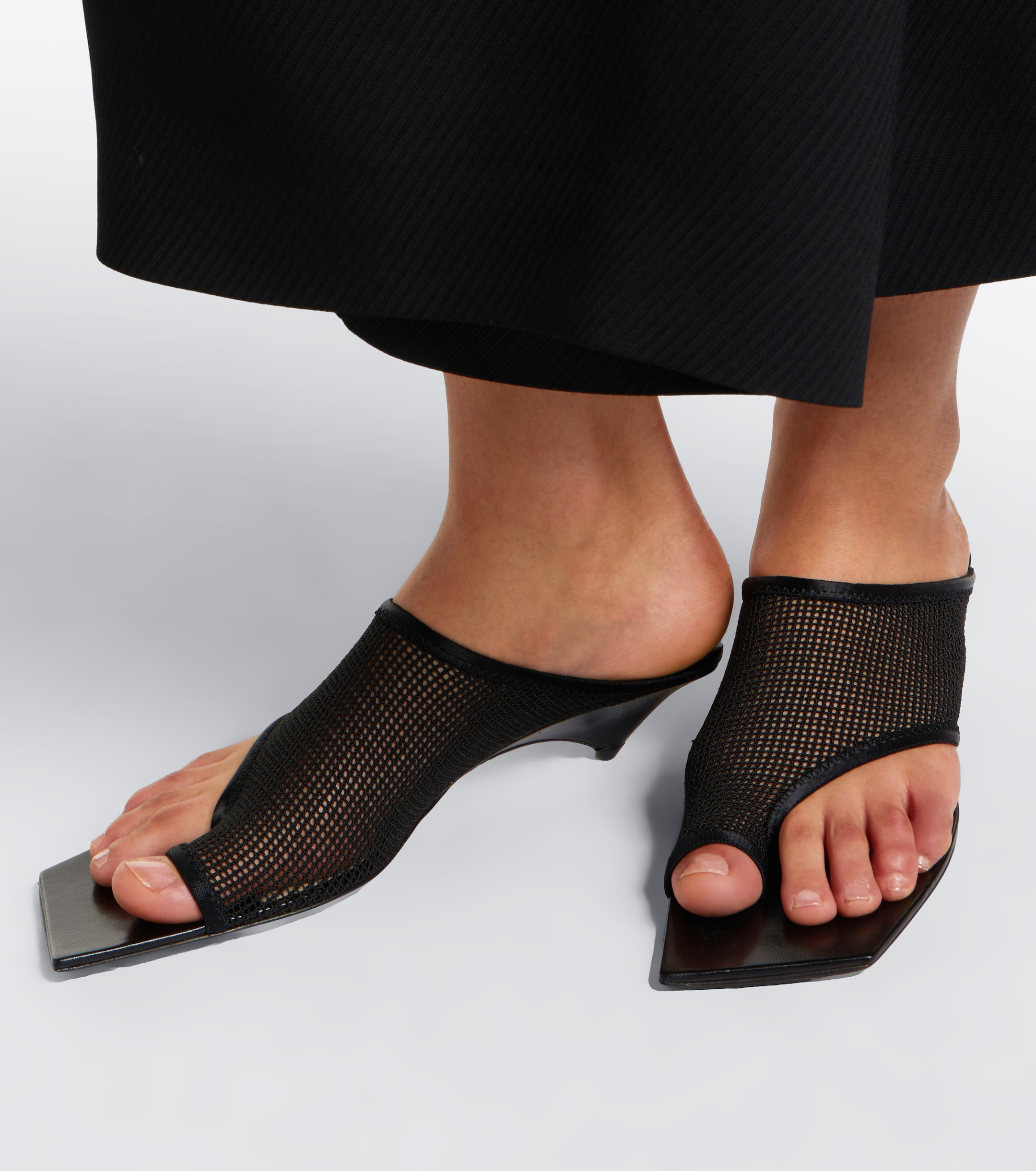 Christen Christen Edge Stretch leather-trimmed mesh mules