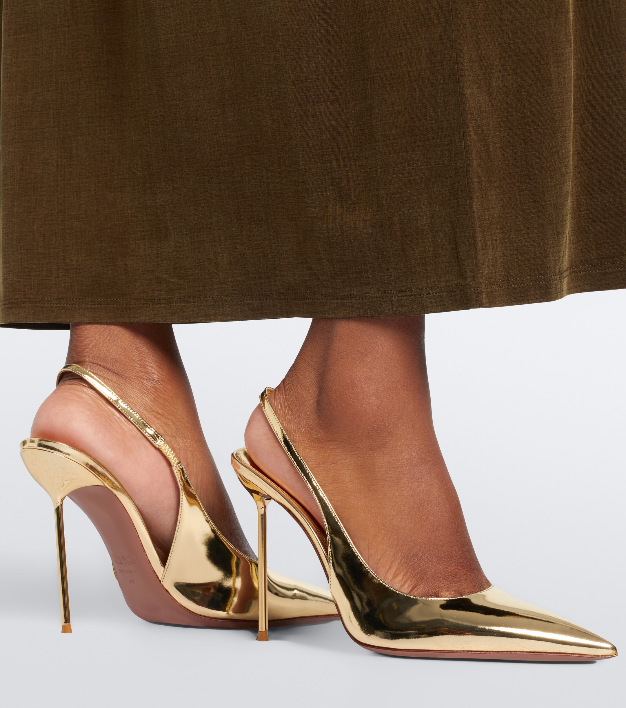 Paris Texas Paris Texas Lidia metallic leather slingback pumps