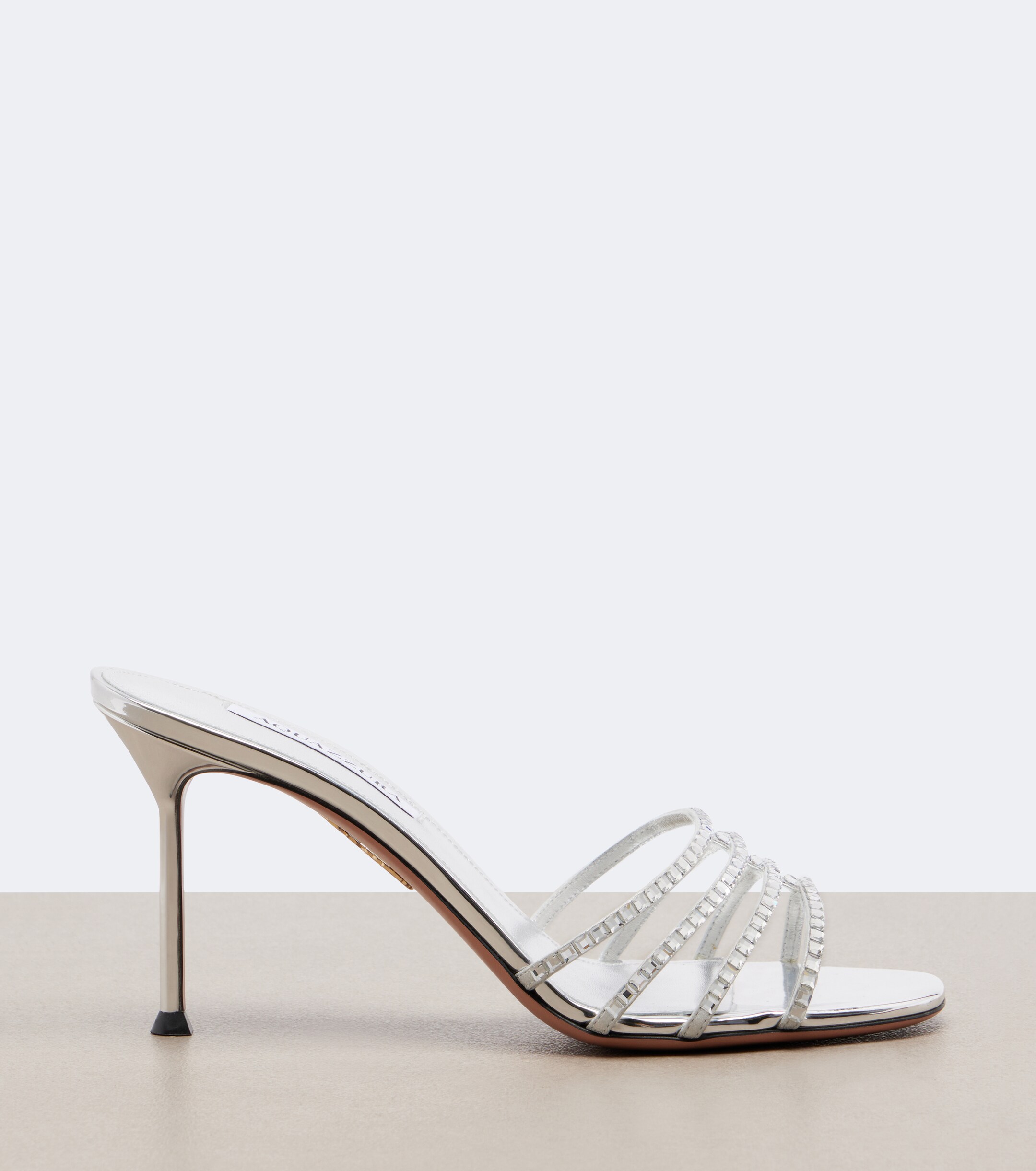 AQUAZZURA Aquazzura Sensation Crystal metallic leather mules