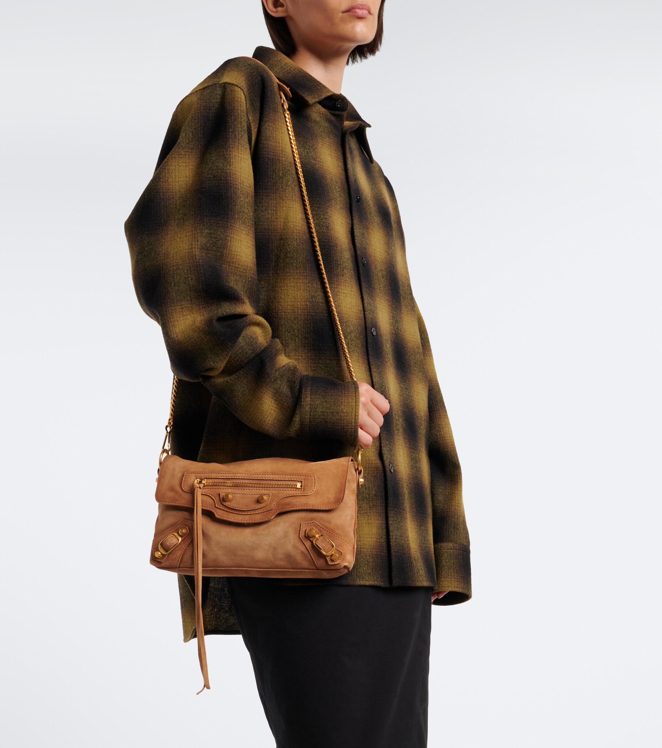 Balenciaga Le City suede shoulder bag