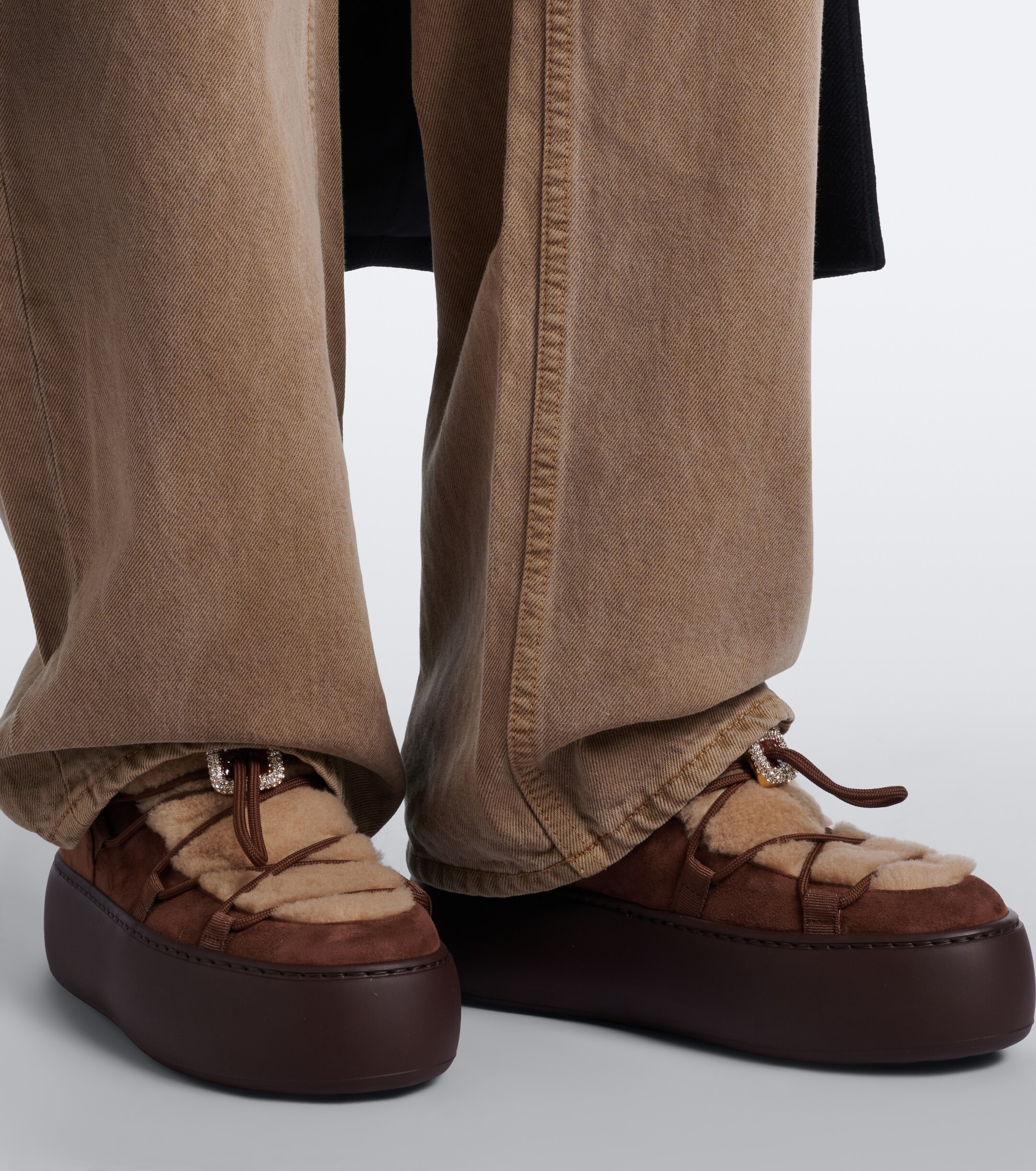 ROGER VIVIER Roger Vivier Viv' Up shearling and suede sneakers