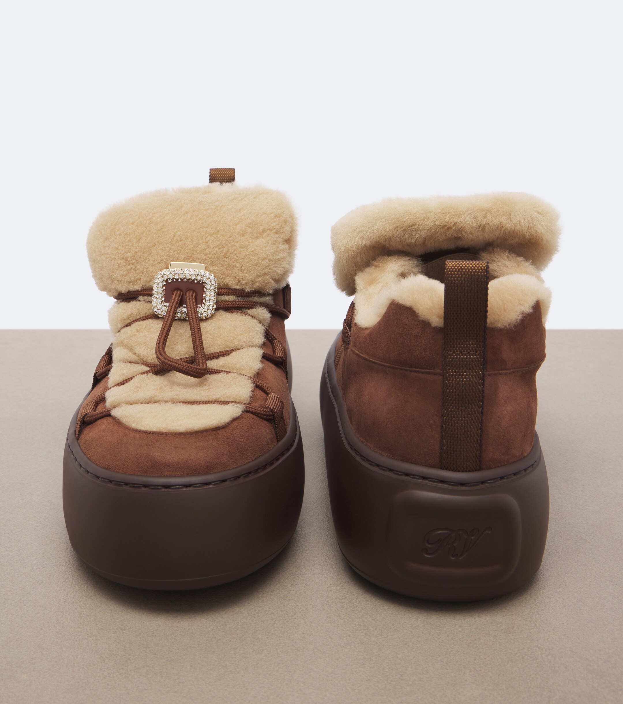 ROGER VIVIER Roger Vivier Viv' Up shearling and suede sneakers