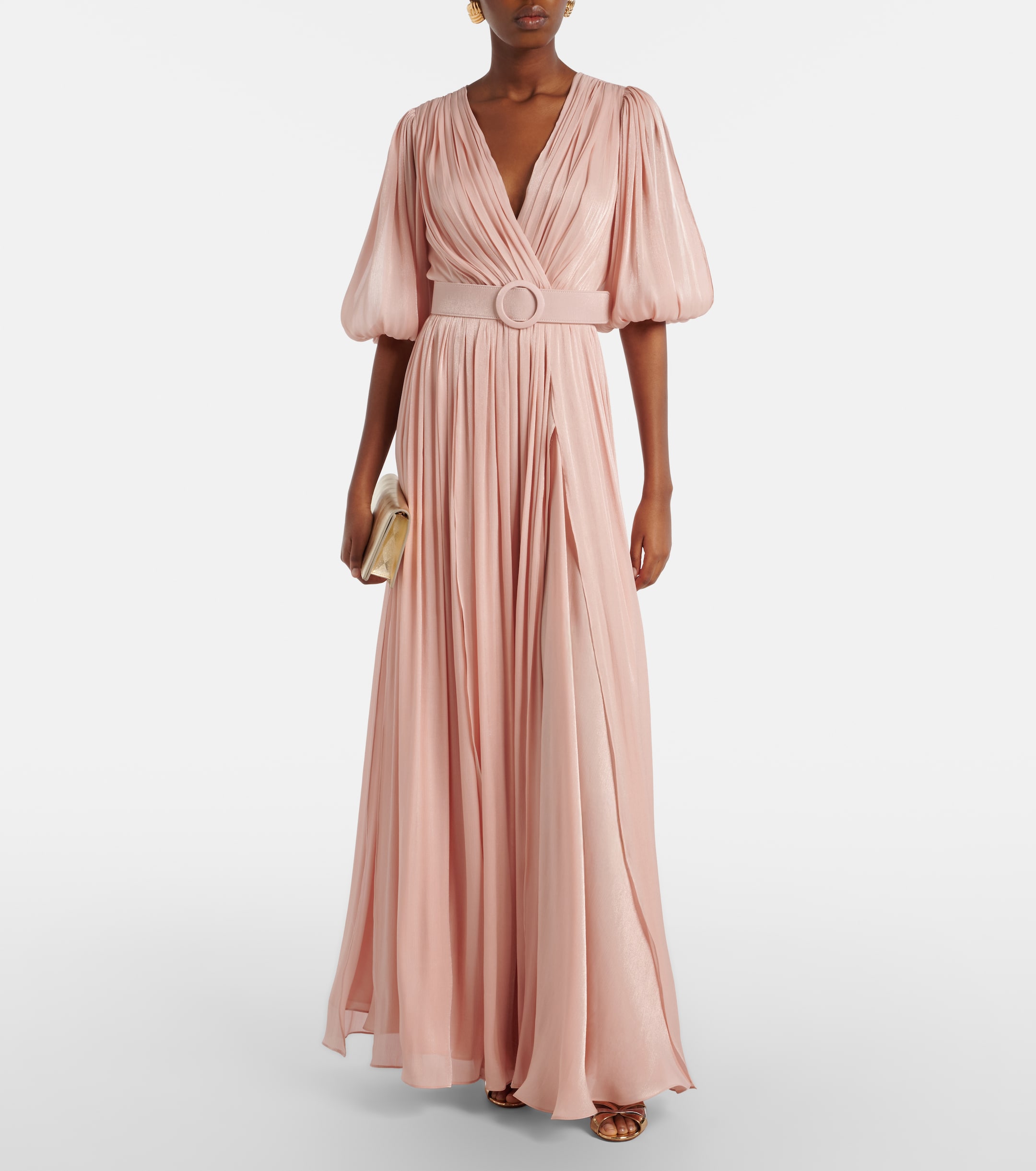 Costarellos Brennie iridescent georgette gown