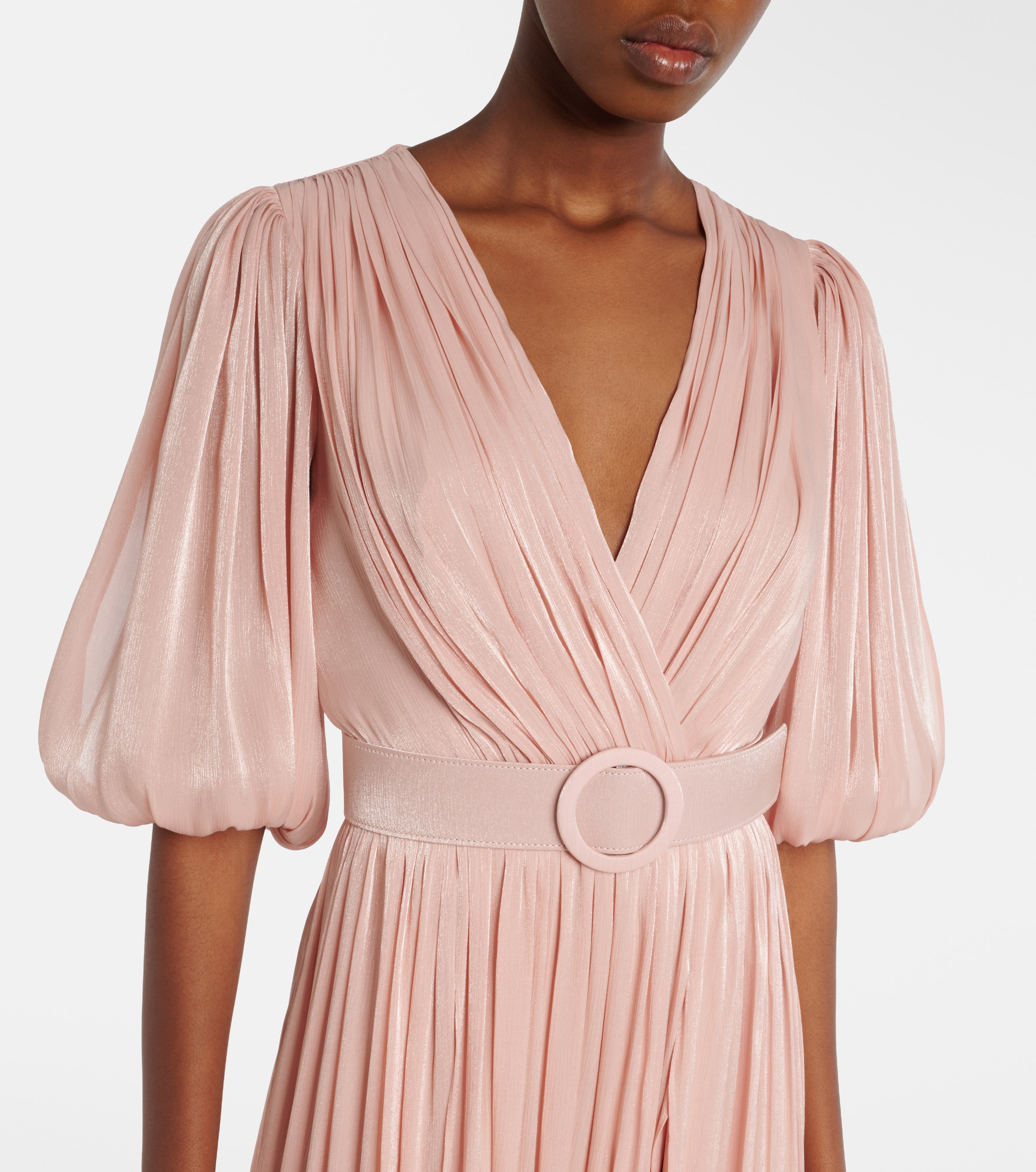 Costarellos Brennie iridescent georgette gown